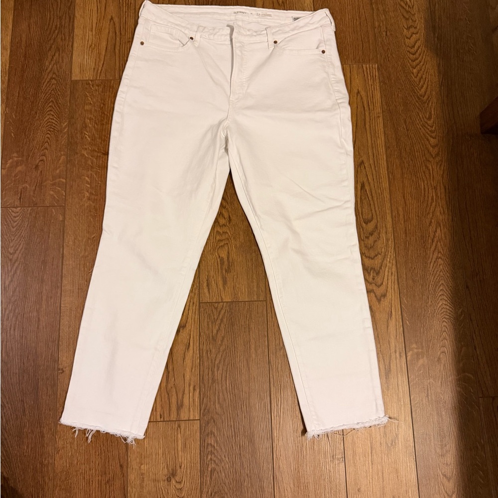 Old Navy Women's High Rise OG Straight White Ankle Jeans